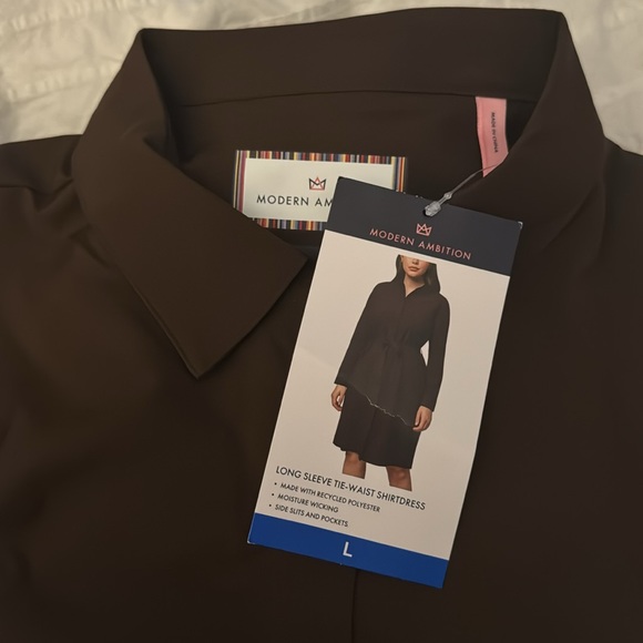 Modern ambition, long sleeve, tie, waist, shirt, dress, size L - Picture 6 of 6